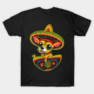 Funny Mexican Chihuahua in Guac Cartoon T-Shirt